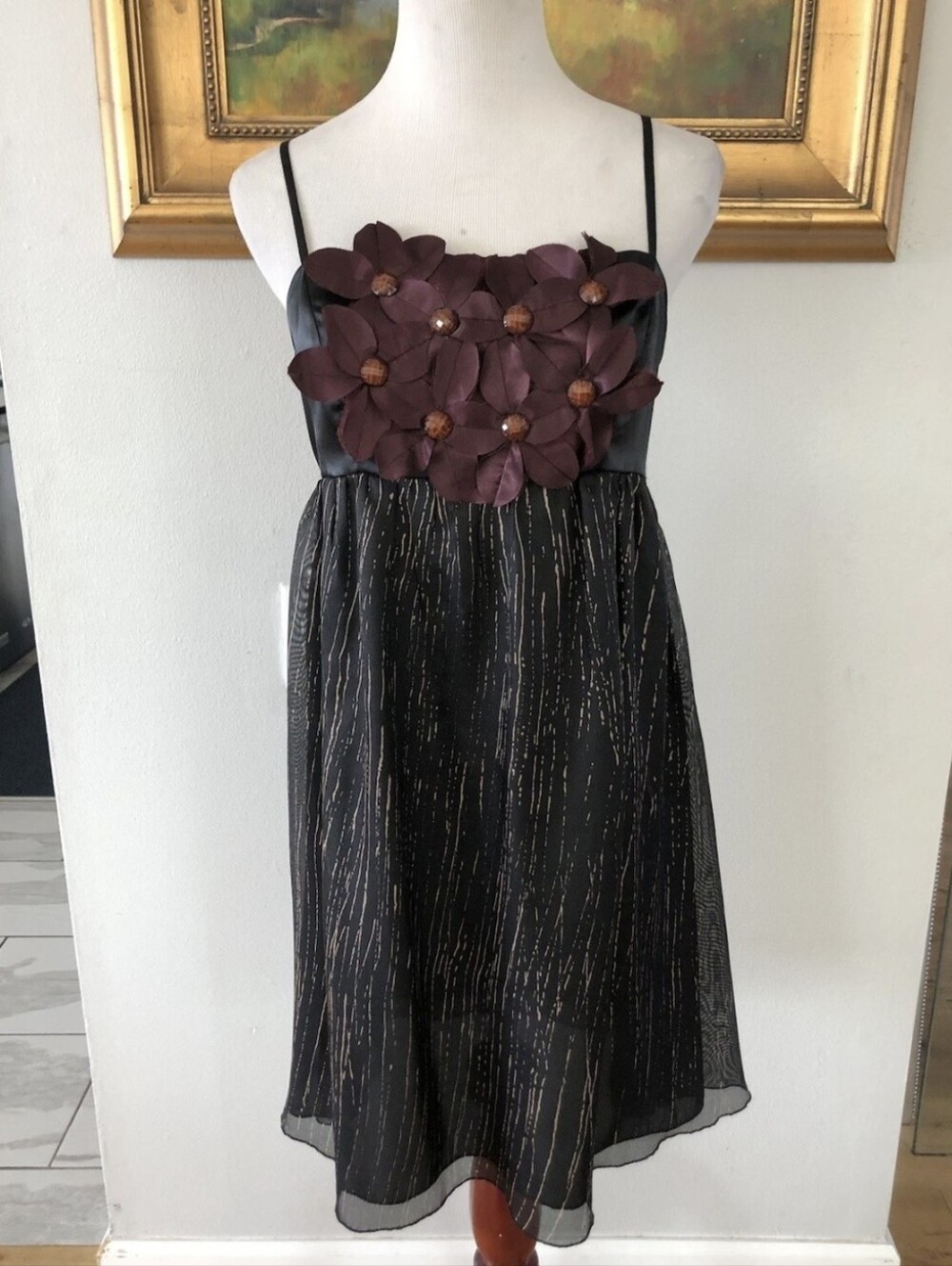 Anthropologie Burlapp Silk Floral Top Cocktail Party Dress Size 4